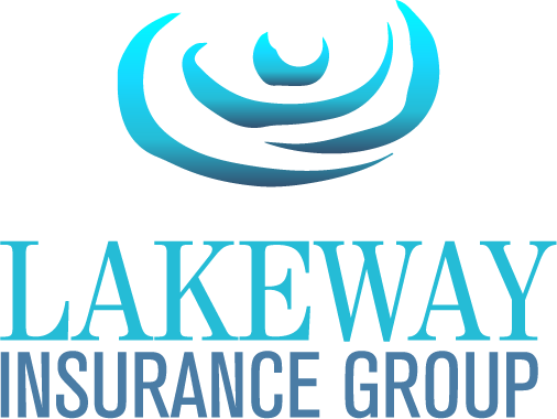 A blue and black logo for the lakeway insurance group.
