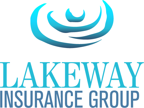 A blue and black logo for the lakeway insurance group.